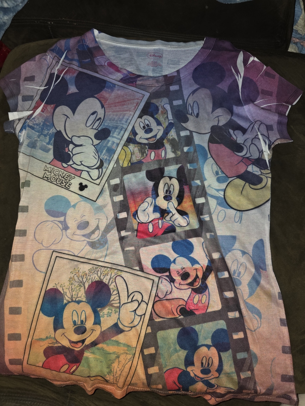 Disney Purple Multi Mickey Mouse Short Sleeve Graphic Tee